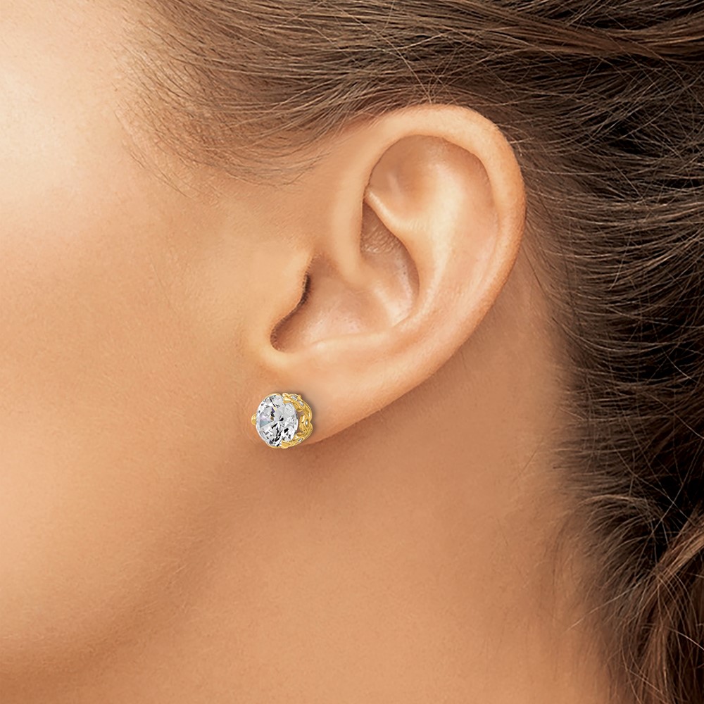 10K Tiara Collection Polished CZ Post Earrings (10YC384)