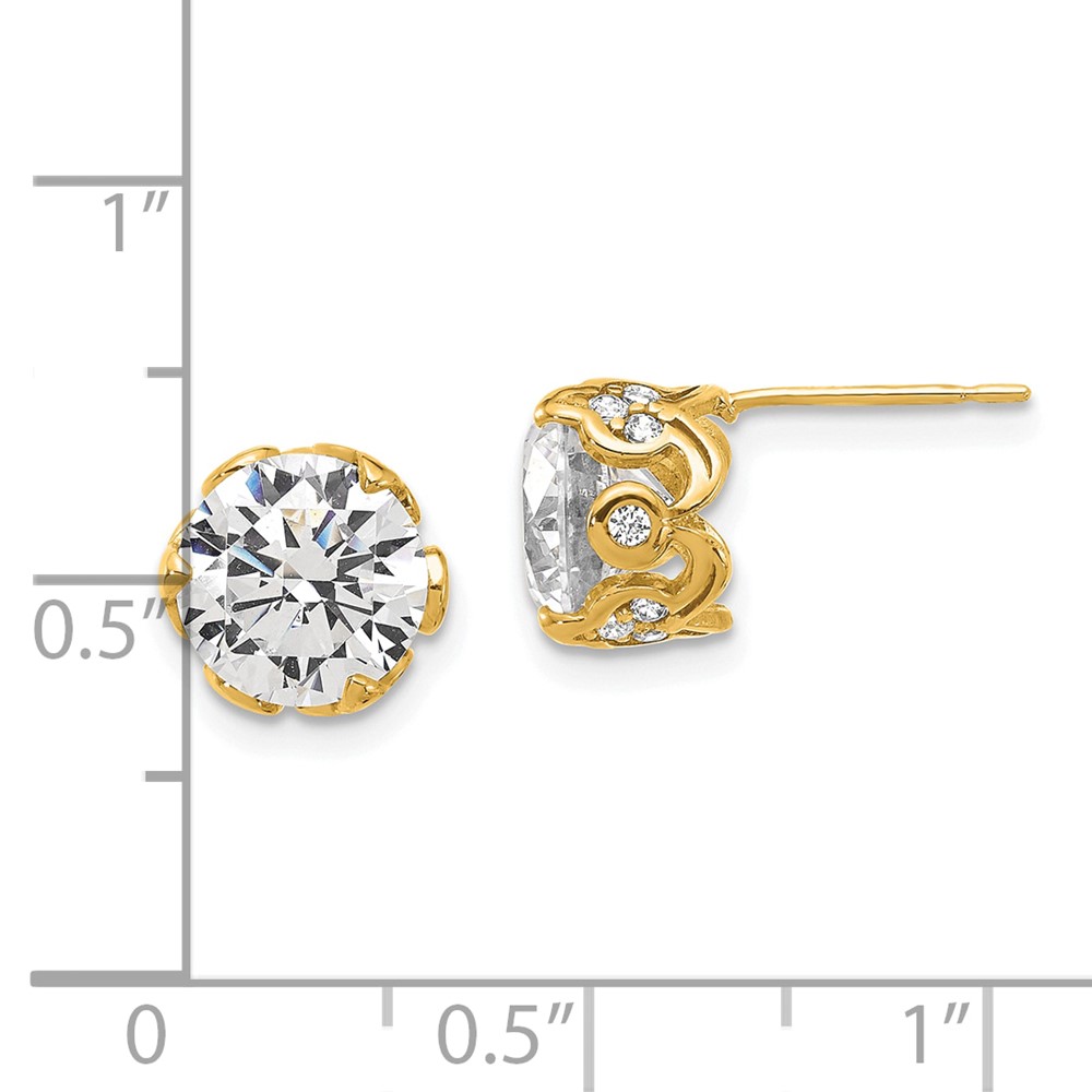 10K Tiara Collection Polished CZ Post Earrings (10YC384)