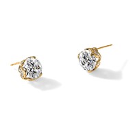 10K Yellow Gold Tiara Collection Polished CZ Post Earrings view 5