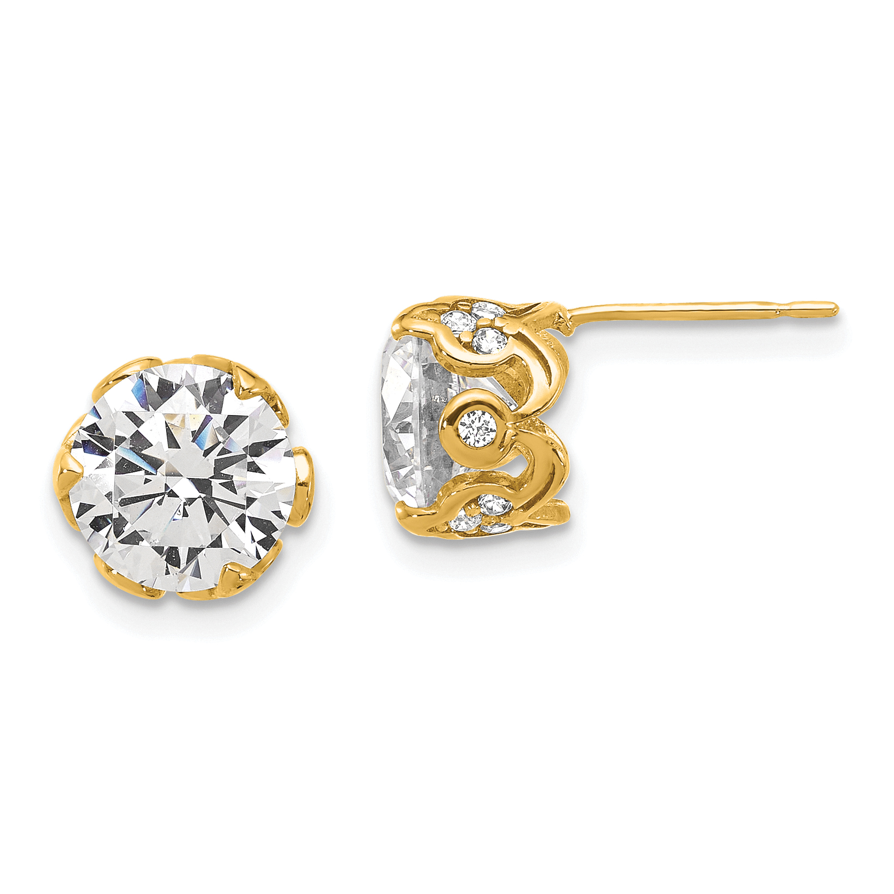 10K Tiara Collection Polished CZ Post Earrings (10YC384)