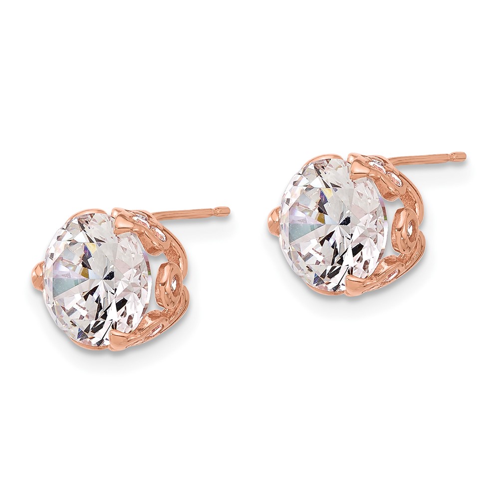 10K Tiara Collection Rose Gold Polished CZ Post Earrings (10YC384R)