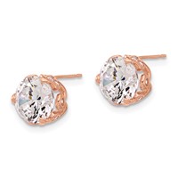 10K Tiara Collection Rose Gold Polished CZ Post Earrings view 2