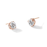 10K Tiara Collection Rose Gold Polished CZ Post Earrings view 5