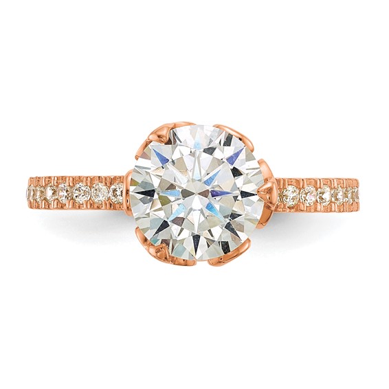 10K Tiara Collection Rose Gold Polished CZ Ring
