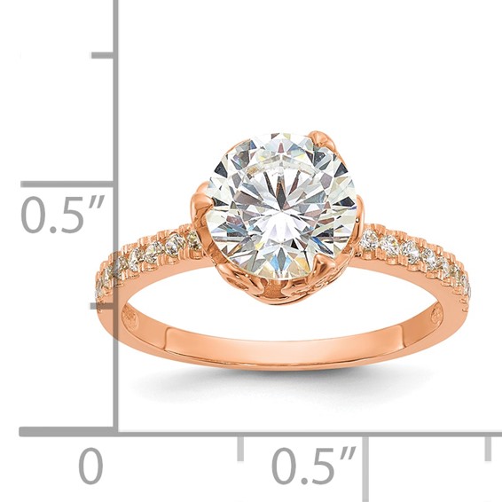 10K Tiara Collection Rose Gold Polished CZ Ring