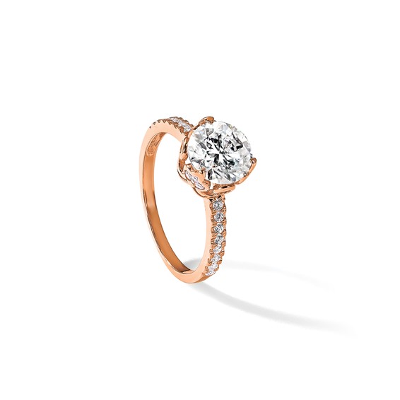 10K Tiara Collection Rose Gold Polished CZ Ring