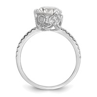 10K Tiara Collection White Gold Polished CZ Ring view 2