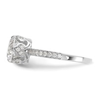 10K Tiara Collection White Gold Polished CZ Ring view 3