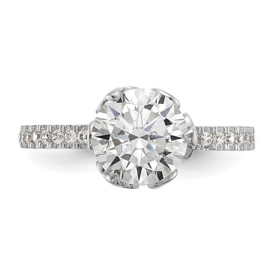 10K Tiara Collection White Gold Polished CZ Ring