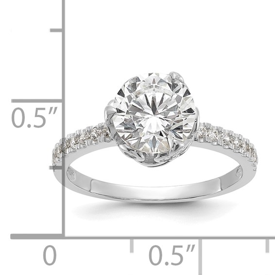 10K Tiara Collection White Gold Polished CZ Ring