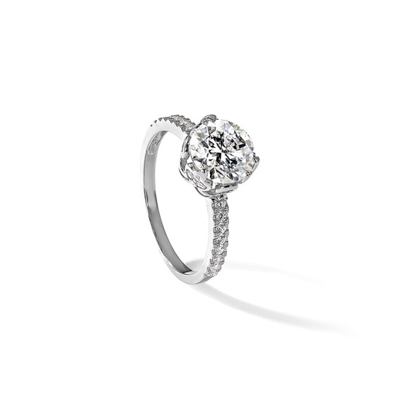 10K Tiara Collection White Gold Polished CZ Ring