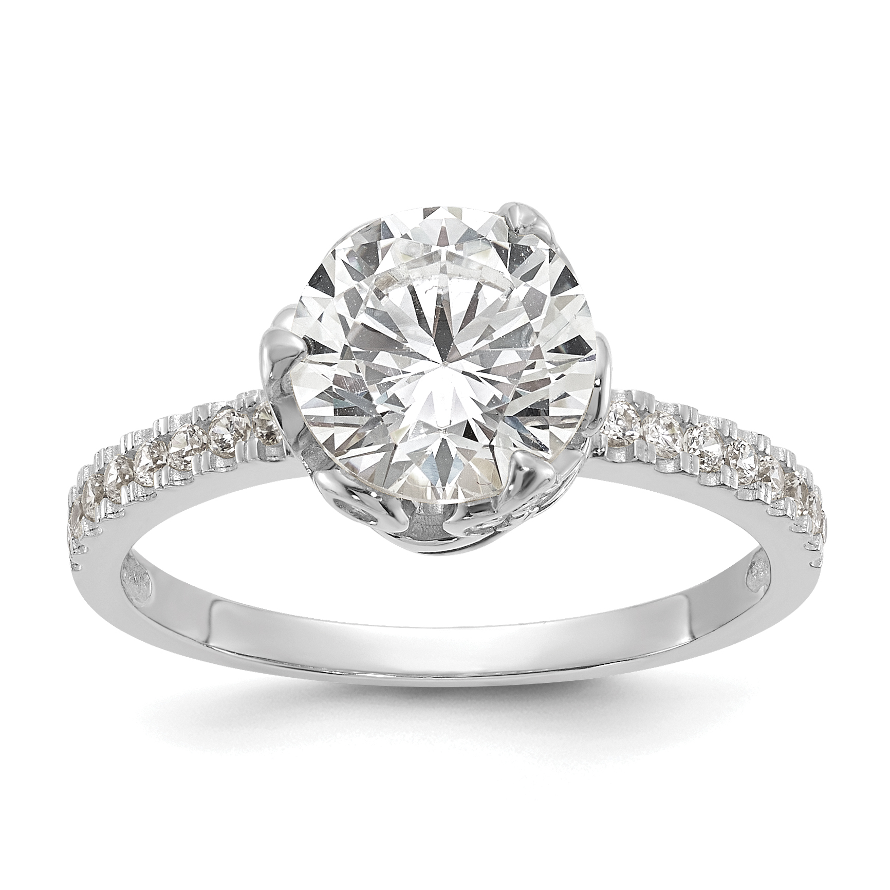 10K Tiara Collection White Gold Polished CZ Ring (10YC385W)