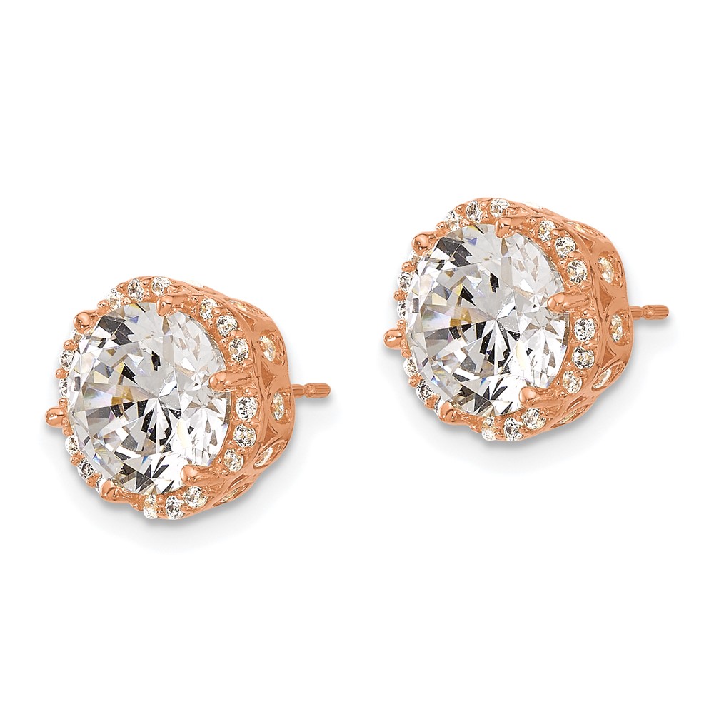 10K Tiara Collection Rose Gold Polished CZ Post Earrings (10YC386R)