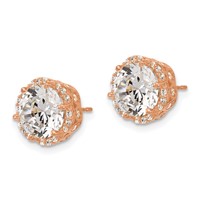 10K Tiara Collection Rose Gold Polished CZ Post Earrings view 2