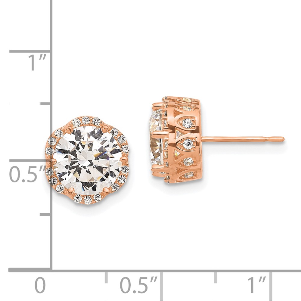 10K Tiara Collection Rose Gold Polished CZ Post Earrings (10YC386R)