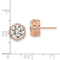 10K Tiara Collection Rose Gold Polished CZ Post Earrings view 4