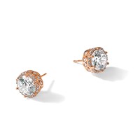 10K Tiara Collection Rose Gold Polished CZ Post Earrings view 5