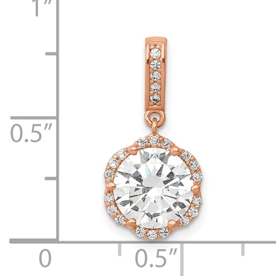 10K Tiara Collection Rose Gold Polished CZ Pendant