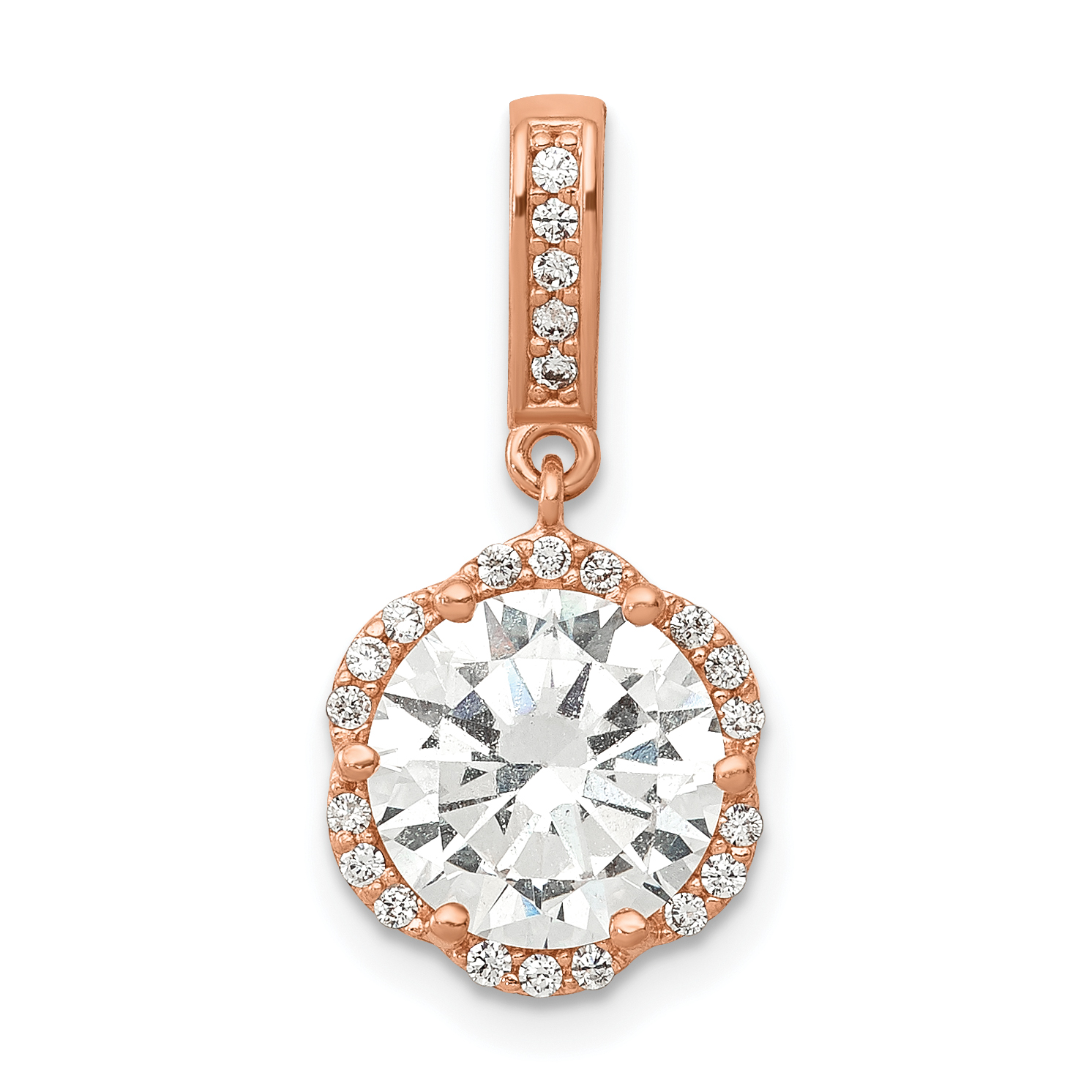 10K Tiara Collection Rose Gold Polished CZ Pendant (10YC387R)