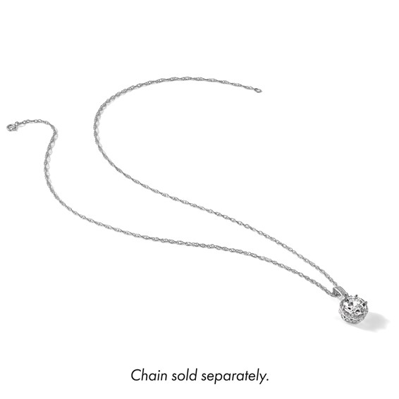 10K Tiara Collection White Gold Polished CZ Pendant