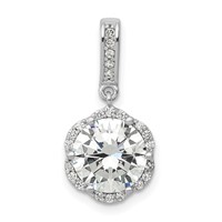 10K Tiara Collection White Gold Polished CZ Pendant view 1