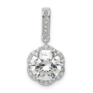 10K Tiara Collection White Gold Polished CZ Pendant