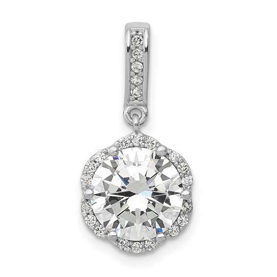 10K Tiara Collection White Gold Polished CZ Pendant