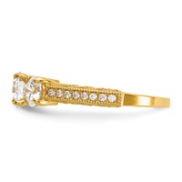 10K Yellow Gold Tiara Collection Polished 3 Stone CZ Ring view 3