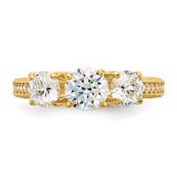 10K Yellow Gold Tiara Collection Polished 3 Stone CZ Ring view 4
