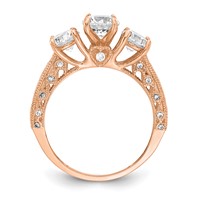 10K Tiara Collection Rose Gold Polished 3 Stone CZ Ring view 2