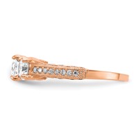 10K Tiara Collection Rose Gold Polished 3 Stone CZ Ring view 3