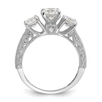 10K Tiara Collection White Gold Polished 3 Stone CZ Ring view 2