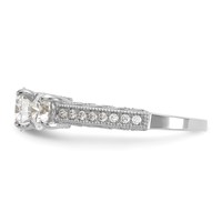 10K Tiara Collection White Gold Polished 3 Stone CZ Ring view 3