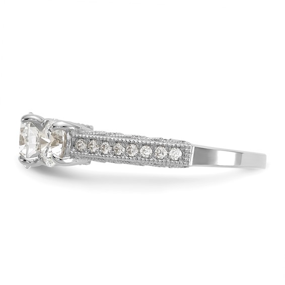 10K Tiara Collection White Gold Polished 3 Stone CZ Ring
