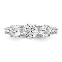 10K Tiara Collection White Gold Polished 3 Stone CZ Ring view 4