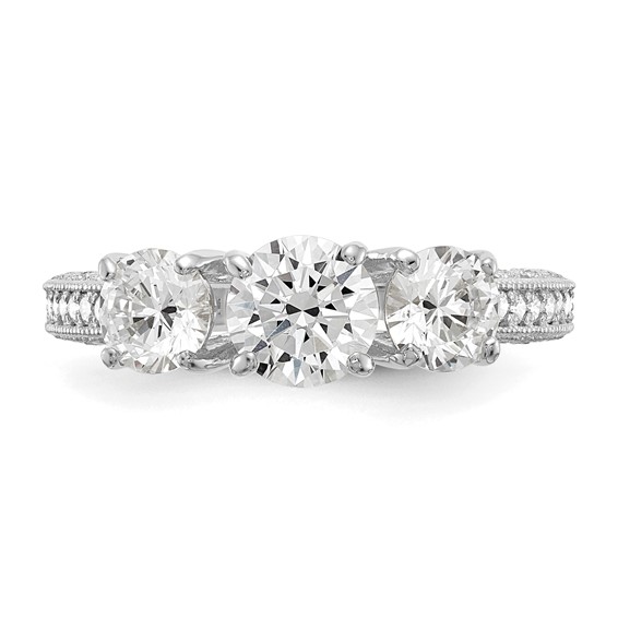 10K Tiara Collection White Gold Polished 3 Stone CZ Ring