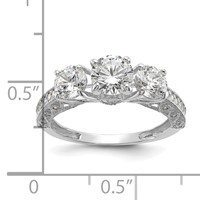 10K Tiara Collection White Gold Polished 3 Stone CZ Ring view 5