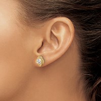 10K Yellow Gold Tiara Collection Polished CZ Post Earrings view 3