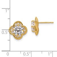 10K Yellow Gold Tiara Collection Polished CZ Post Earrings view 4