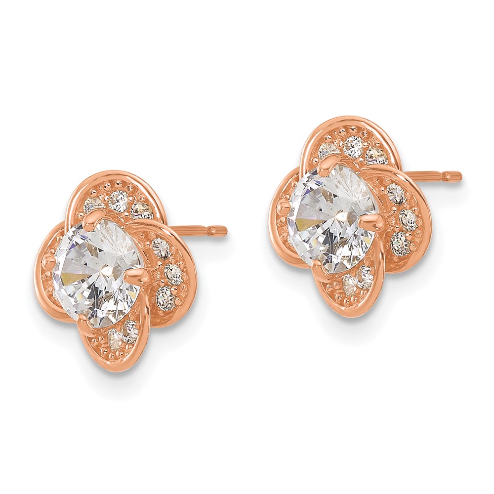 10K Tiara Collection Rose Gold Polished CZ Post Earrings (10YC389R)
