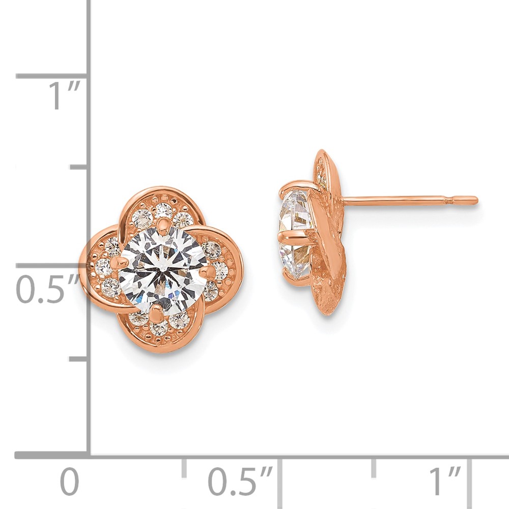 10K Tiara Collection Rose Gold Polished CZ Post Earrings (10YC389R)