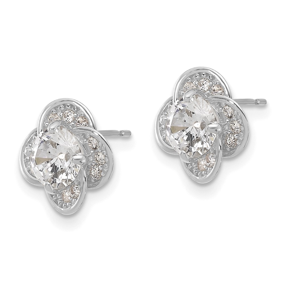 10K Tiara Collection White Gold Polished CZ Post Earrings (10YC389W)