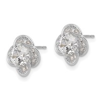 10K Tiara Collection White Gold Polished CZ Post Earrings view 2