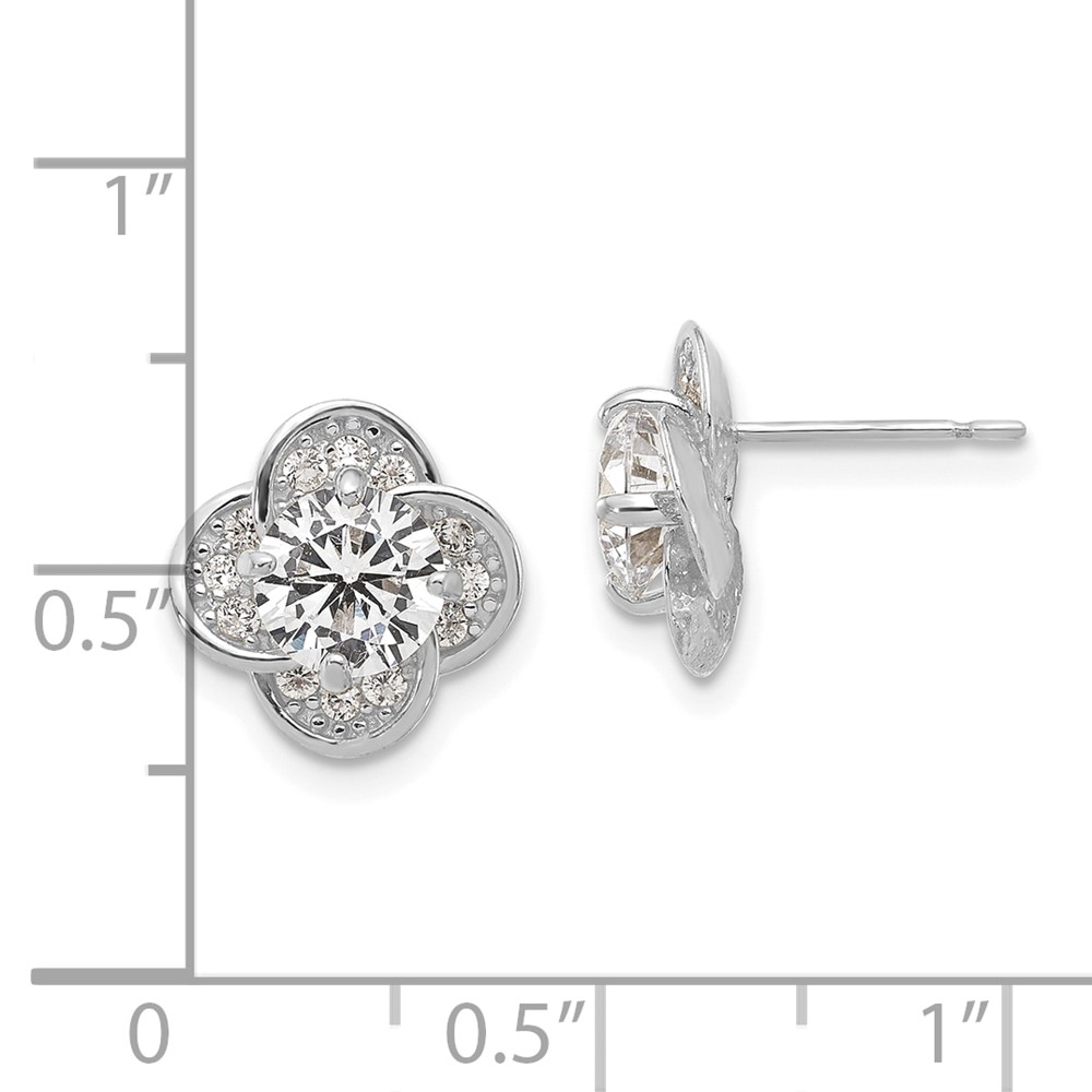10K Tiara Collection White Gold Polished CZ Post Earrings (10YC389W)