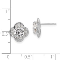 10K Tiara Collection White Gold Polished CZ Post Earrings view 4