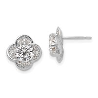 10K Tiara Collection White Gold Polished CZ Post Earrings view 1