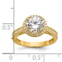 10K Yellow Gold Tiara Collection Polished CZ Ring view 5
