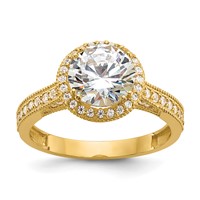10K Yellow Gold Tiara Collection Polished CZ Ring view 1