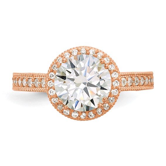 10K Tiara Collection Rose Gold Polished CZ Ring