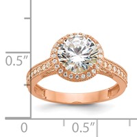 10K Tiara Collection Rose Gold Polished CZ Ring view 5